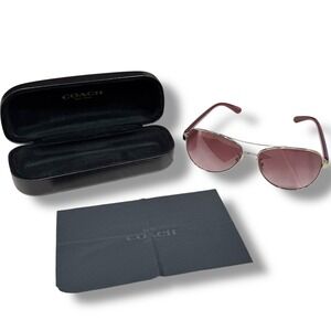 Coach HC7077 Aviator Pilot Sunglasses Shiny Light Gold Burgundy 58 14 140 90058H